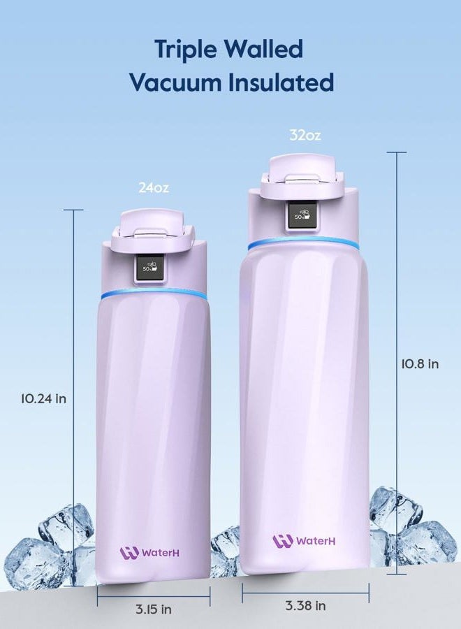 WaterH BOOST - زجاجة ماء ذكية سعة 710 مل مع تذكير بالترطيب وتتبع – معزولة بالفراغ من الفولاذ المقاوم للصدأ، خالية من BPA، بفم واسع - Image 5